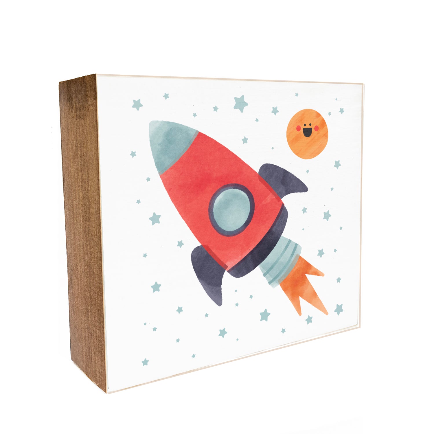 Rocket Ship Kids Decorative Wooden Block