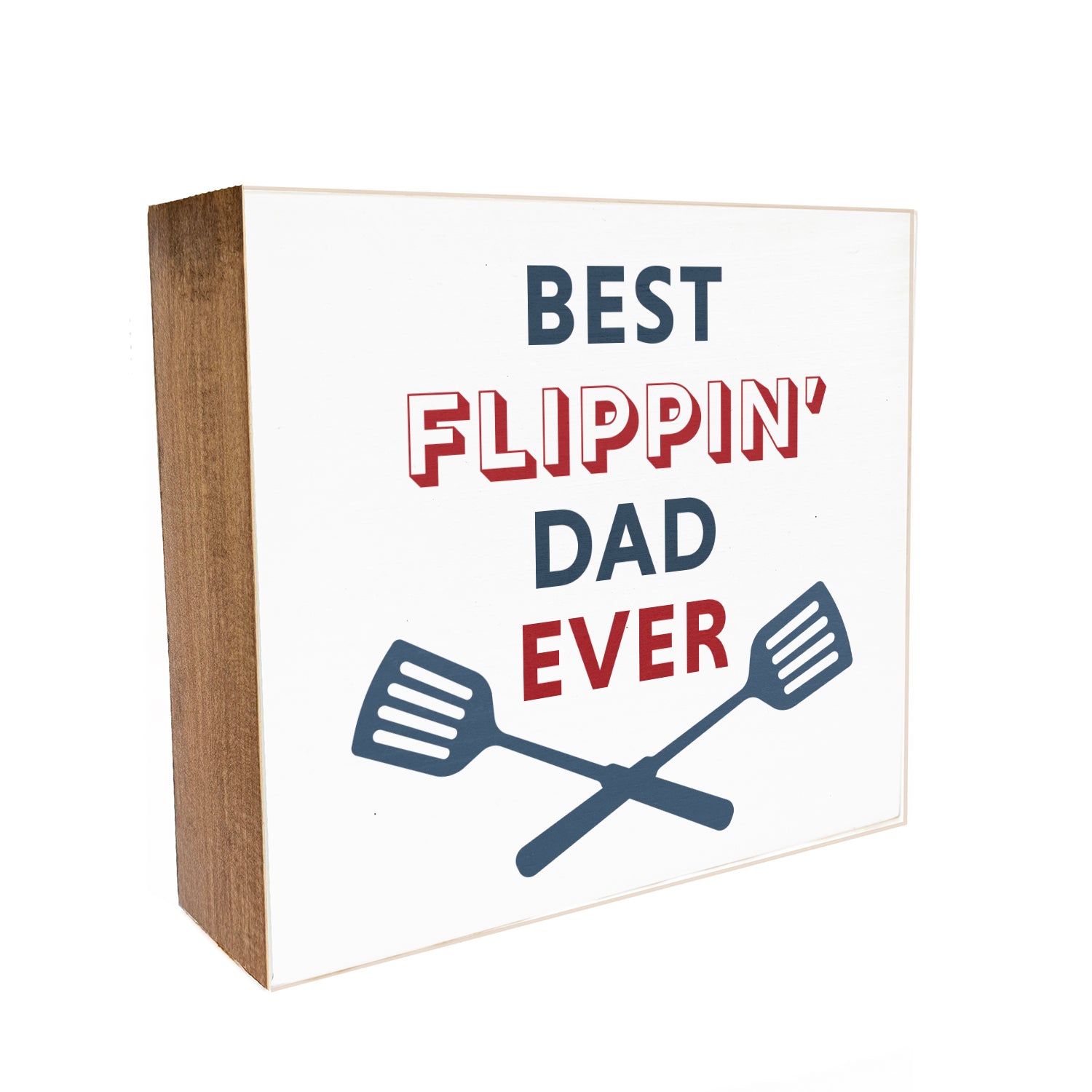 Best Flippin Dad Decorative Wood Block