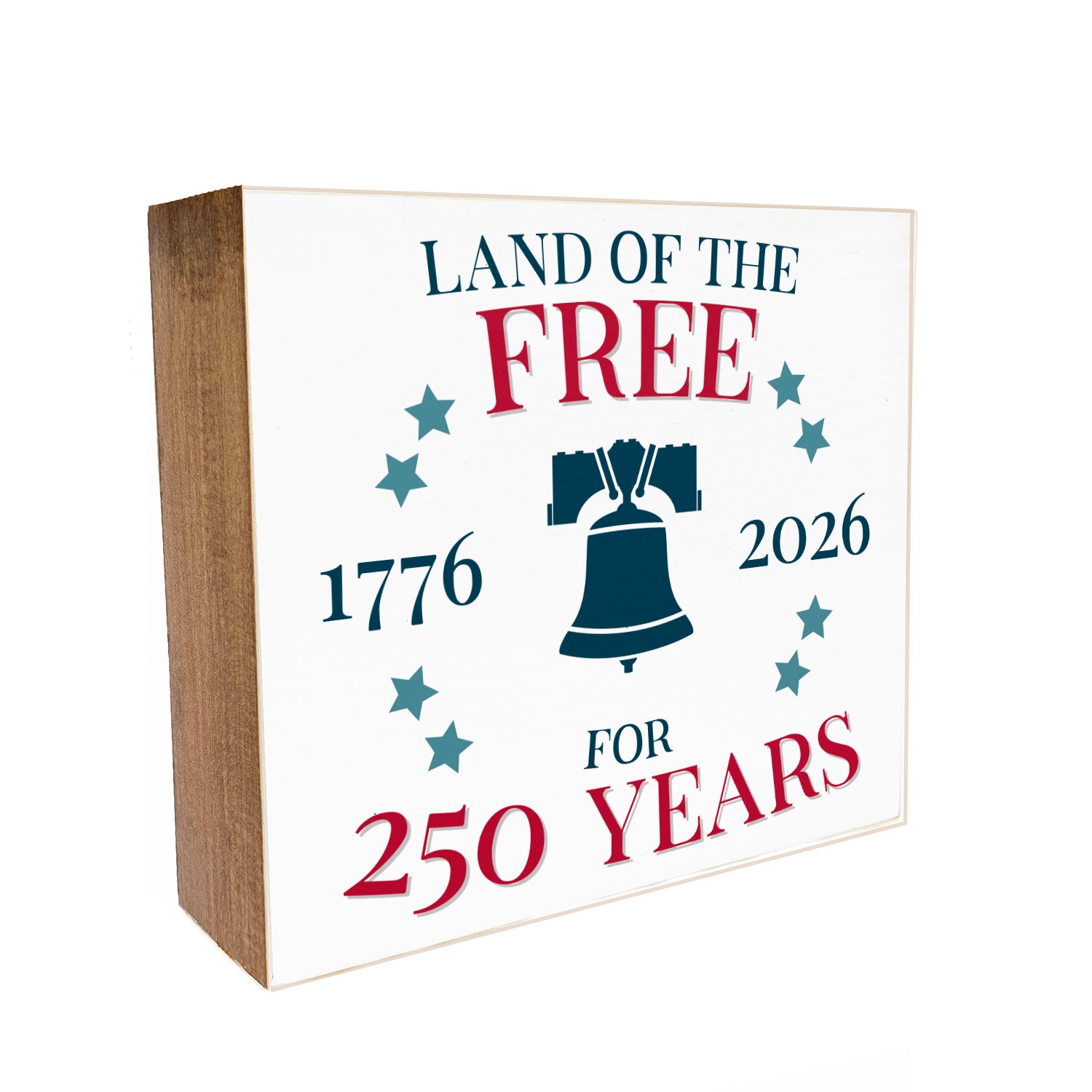 Land of the Free Decorative Wooden Block