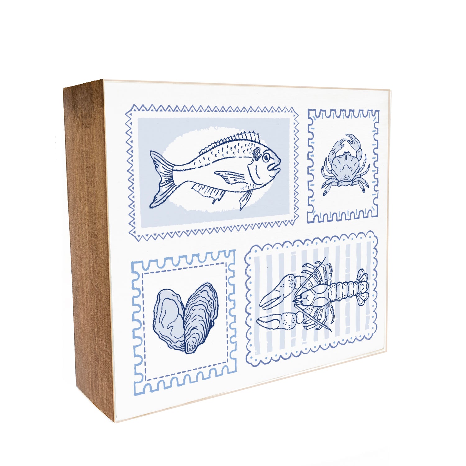 Italia Postage Stamps Decorative Wooden Block