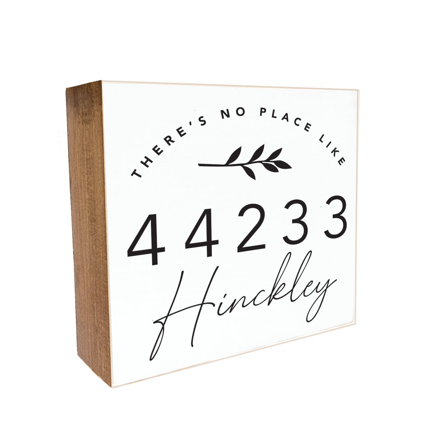Personalized There's No Place Like Home White Decorative Wooden Block