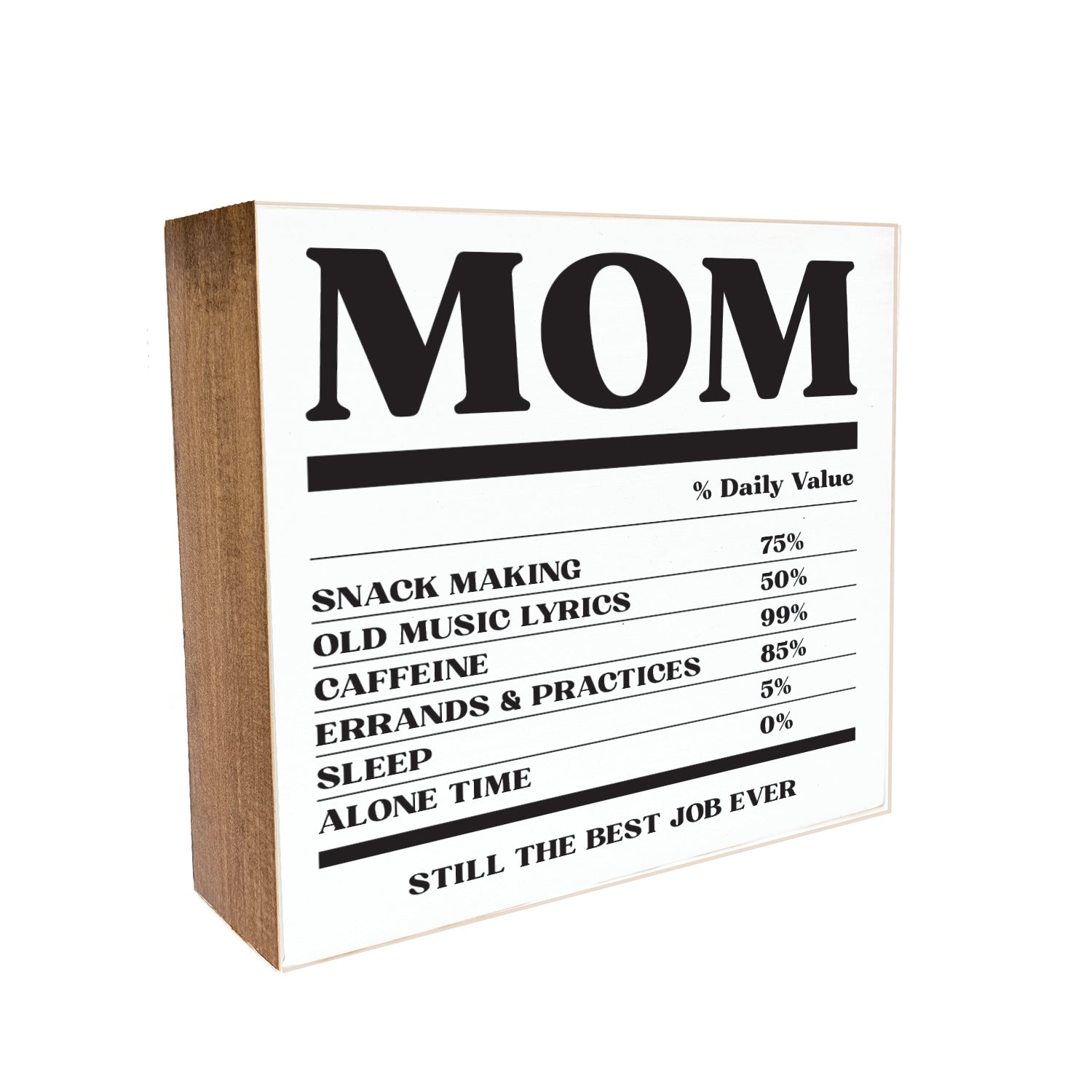 Mom % Daily Value Decorative Wooden Block