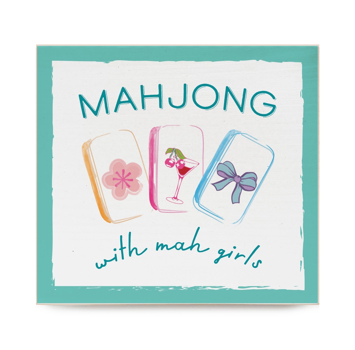 Mahjong with mah girls! Decorative Wooden Block