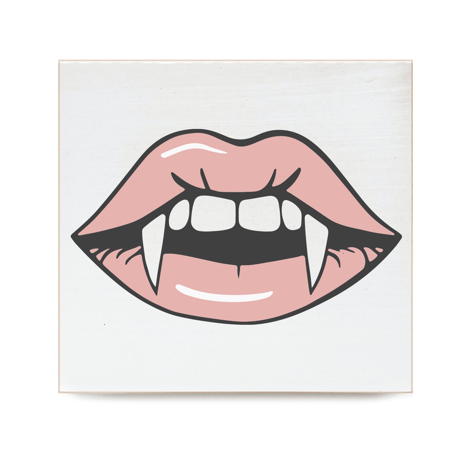 Vampire Lips Decorative Wooden Block