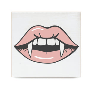 Vampire Lips Decorative Wooden Block