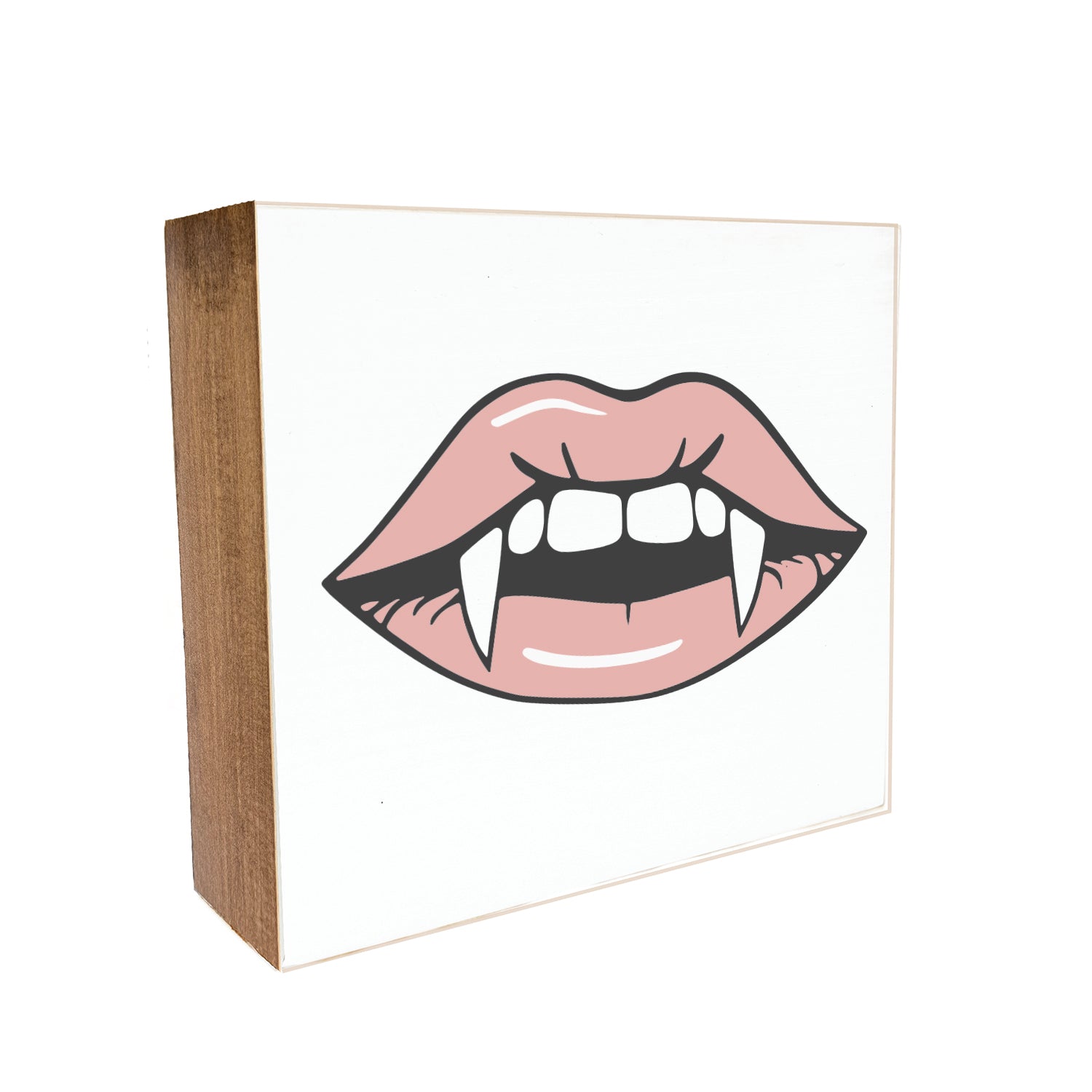 Vampire Lips Decorative Wooden Block
