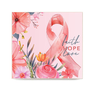 Faith Hope Love Breast Cancer Decorative Wooden Block