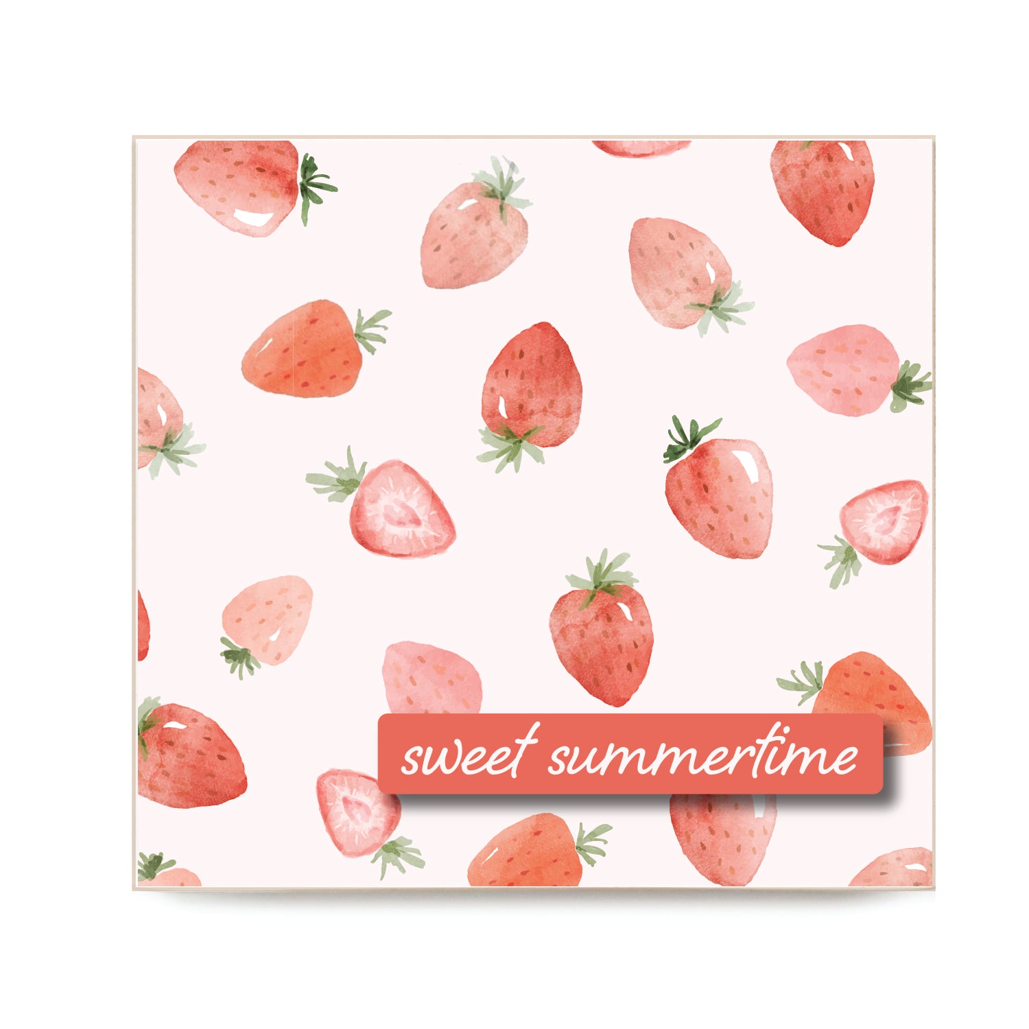 Sweet Summertime Strawberries Decorative Wooden Blocks