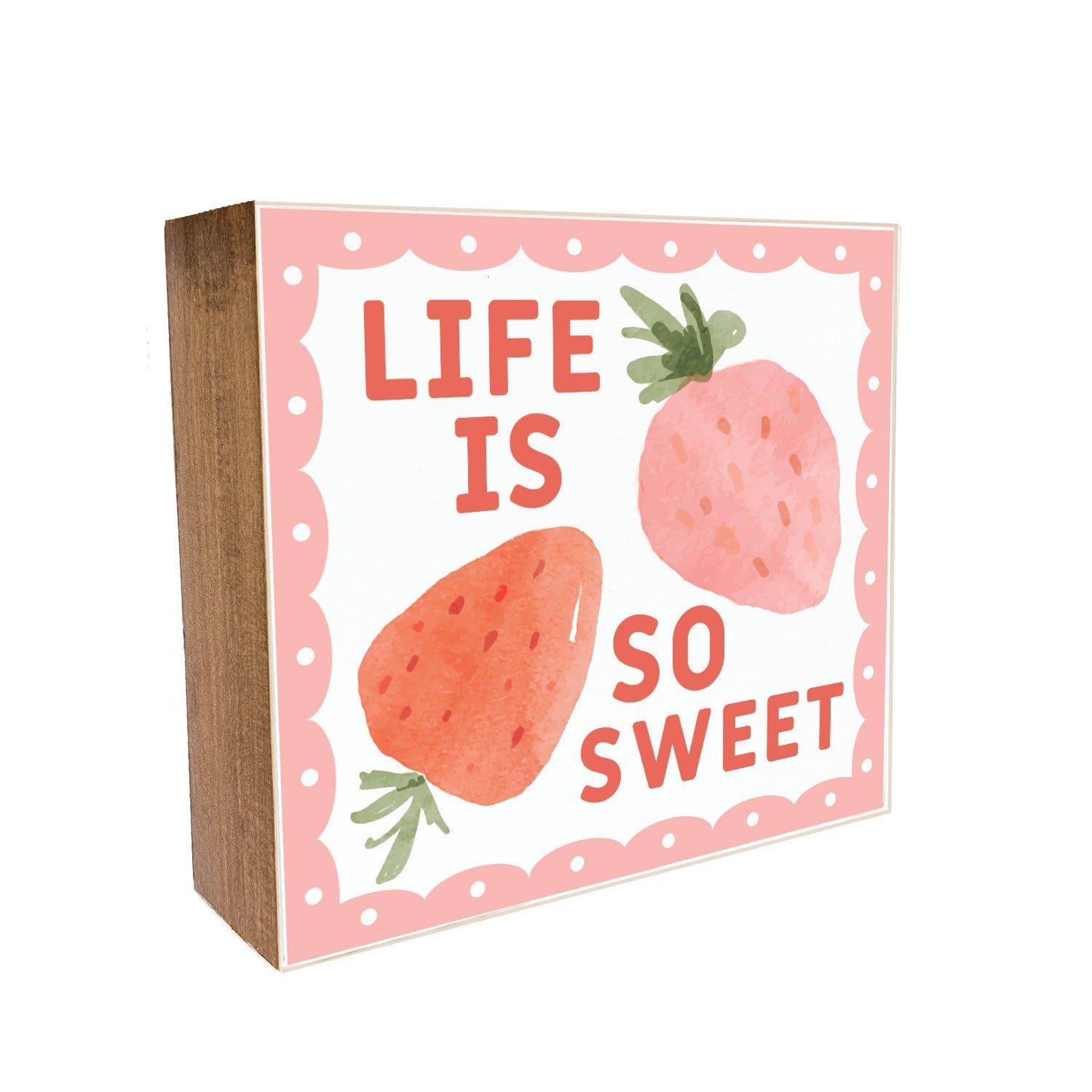 Sweet Summertime Strawberries Decorative Wooden Blocks