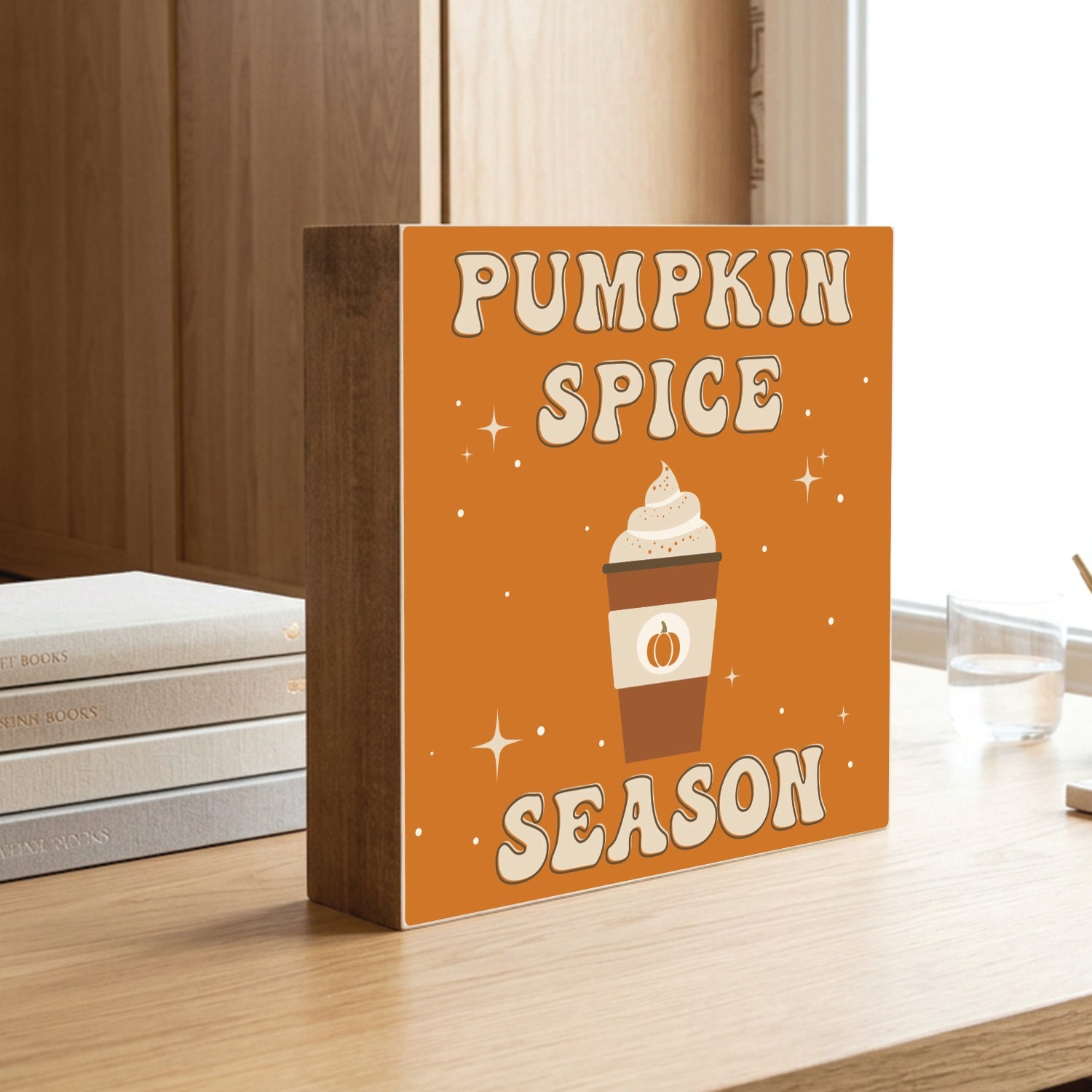 Pumpkin Spice Season Fall Decorative Wooden Block