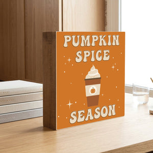 Pumpkin Spice Season Fall Decorative Wooden Block