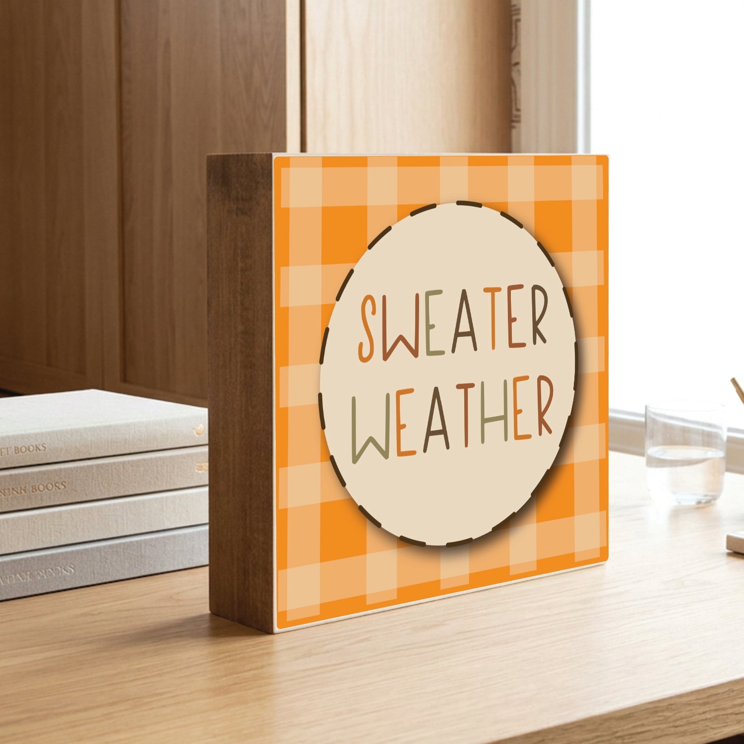 Sweater Weather Fall Decorative Wooden Block
