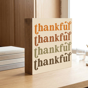 Thankful Fall Decorative Wooden Block