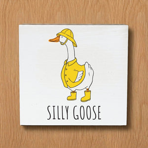 Silly Goose Porch Goose Decorative Wooden Block