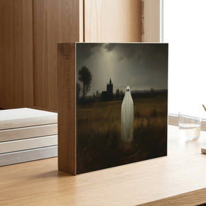 Haunted Ghost Halloween Decorative Wooden Block