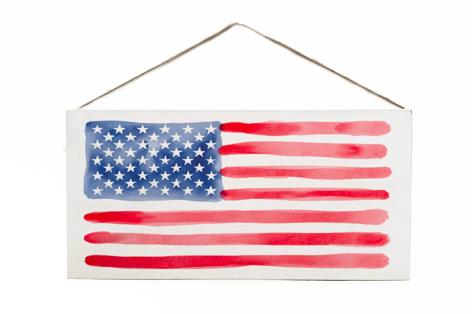 Watercolor American Flag Wooden Door Hang