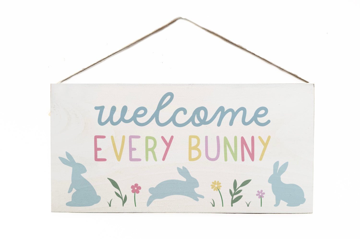 Welcome Every Bunny Twine Door Hang