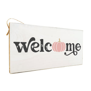 Welcome Pumpkin Wooden Door Hang