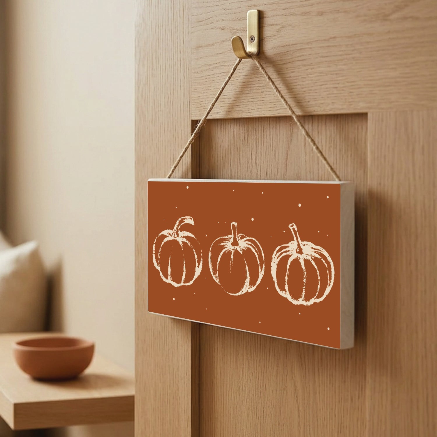 Three Pumpkins Fall Door Hang