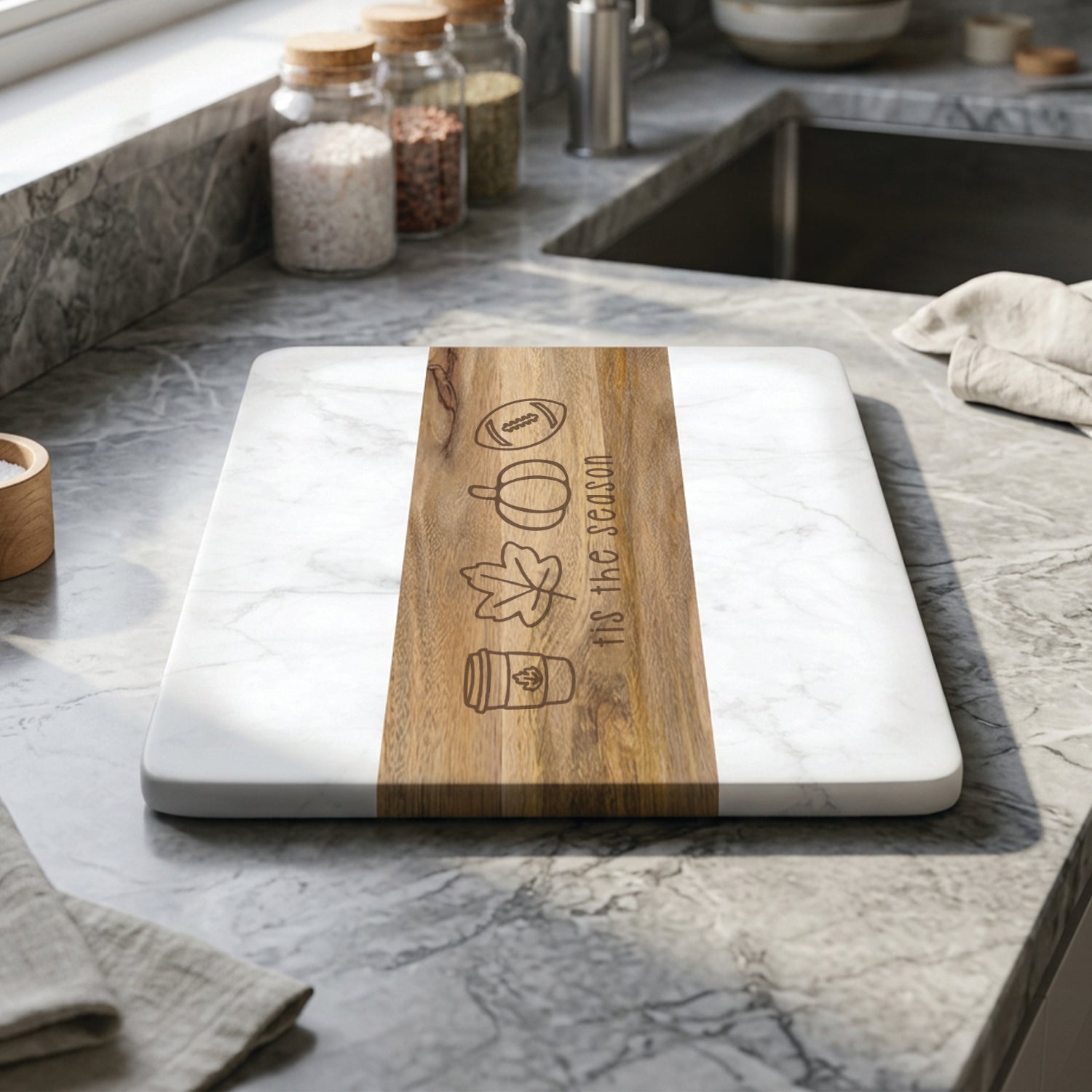 Tis the Season Marble Serving Board