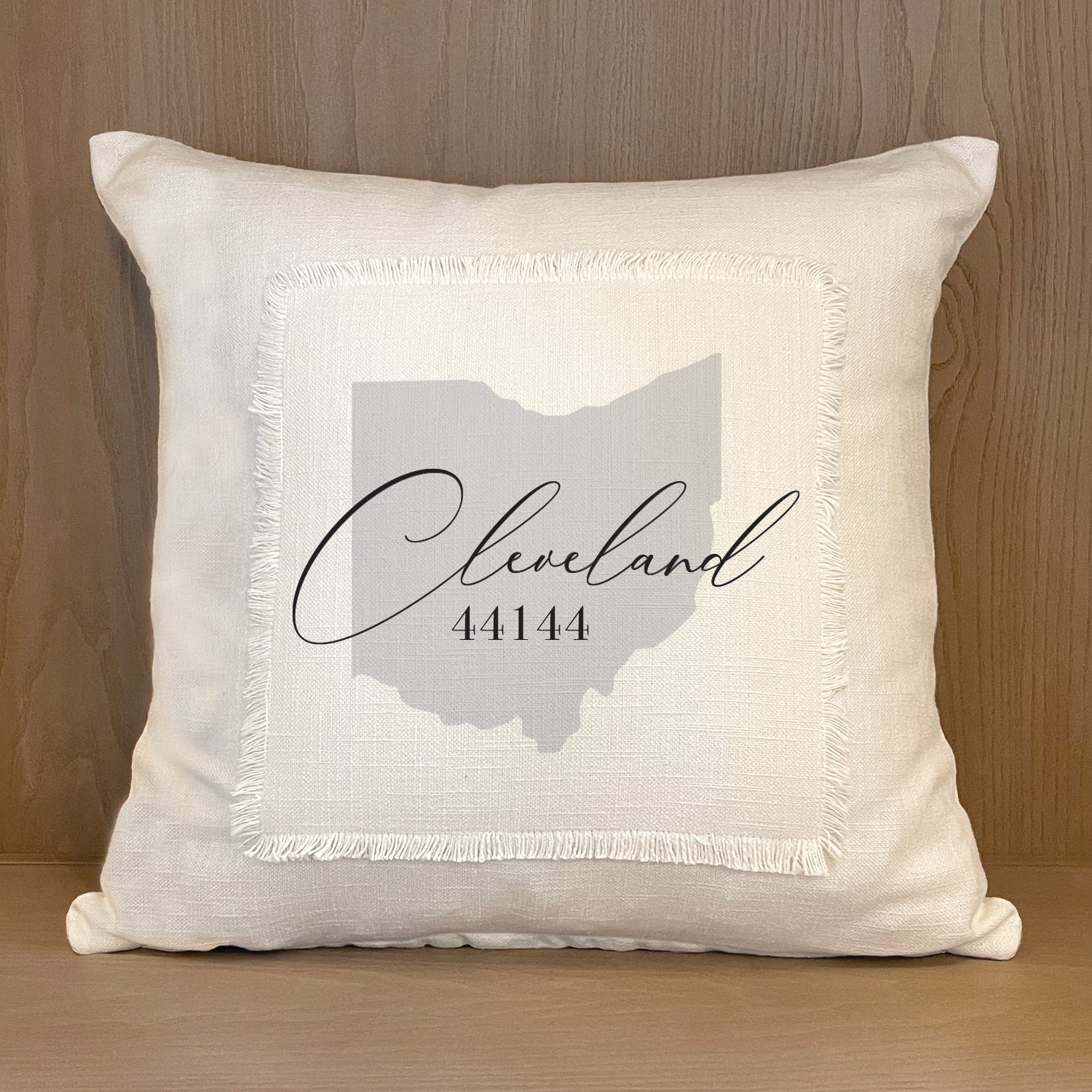 Personalized Center State Outline with City and Zipcode Pillow Cover