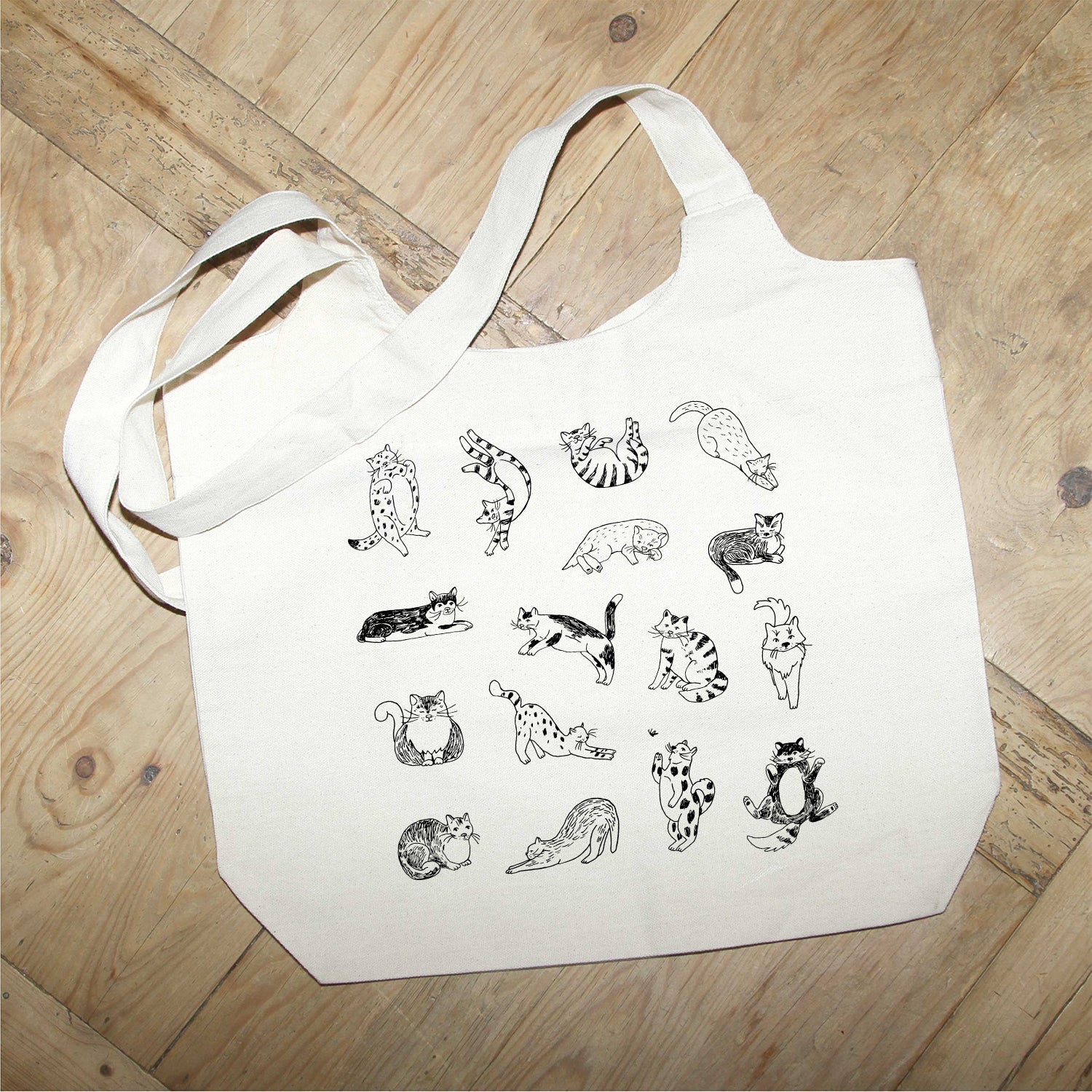 Cat Print MS Natural Tote Bag