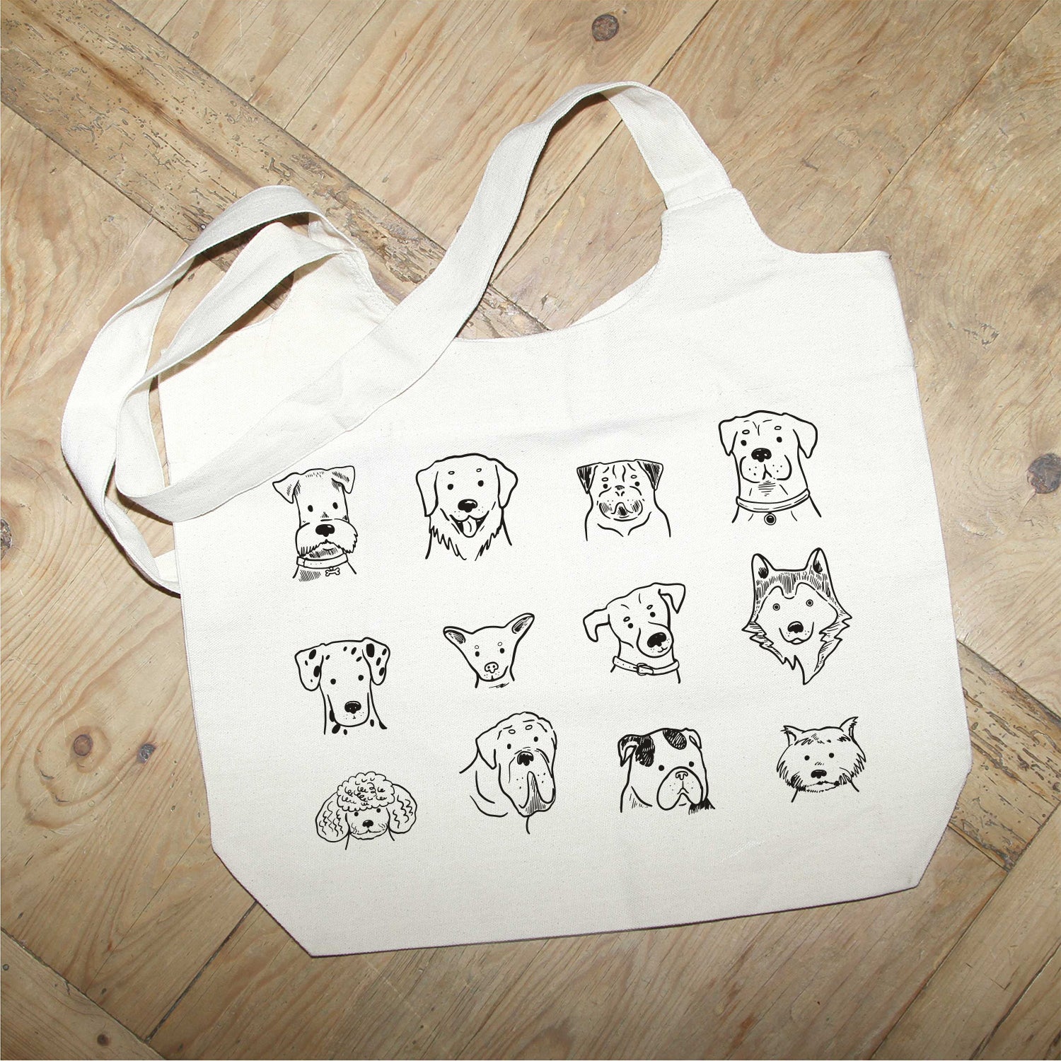 Dog Print MS Natural Tote Bag