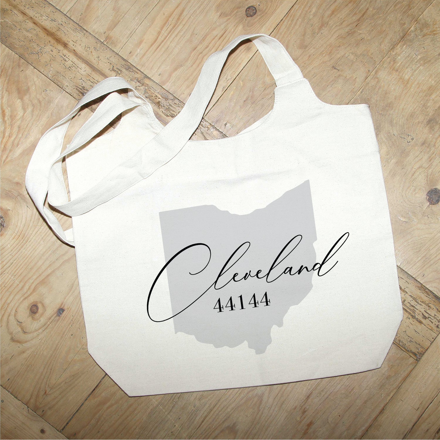 Personalized State Outline with City and Zipcode Tote Bag