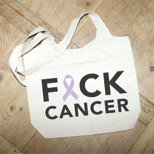 Fuck Cancer Ribbon Tote Bag - Lavender