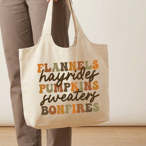 Flannels Hayrides Pumpkins Sweaters Bonfires Fall Tote Bag