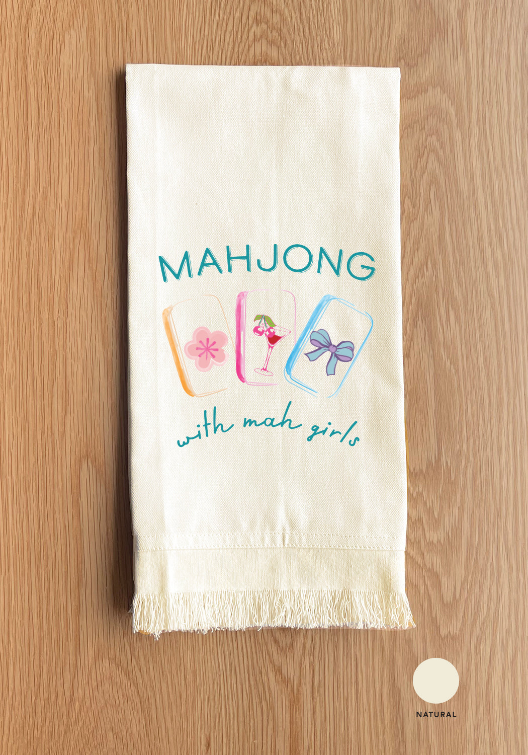 Mahjong with mah girls Kitchen Towel