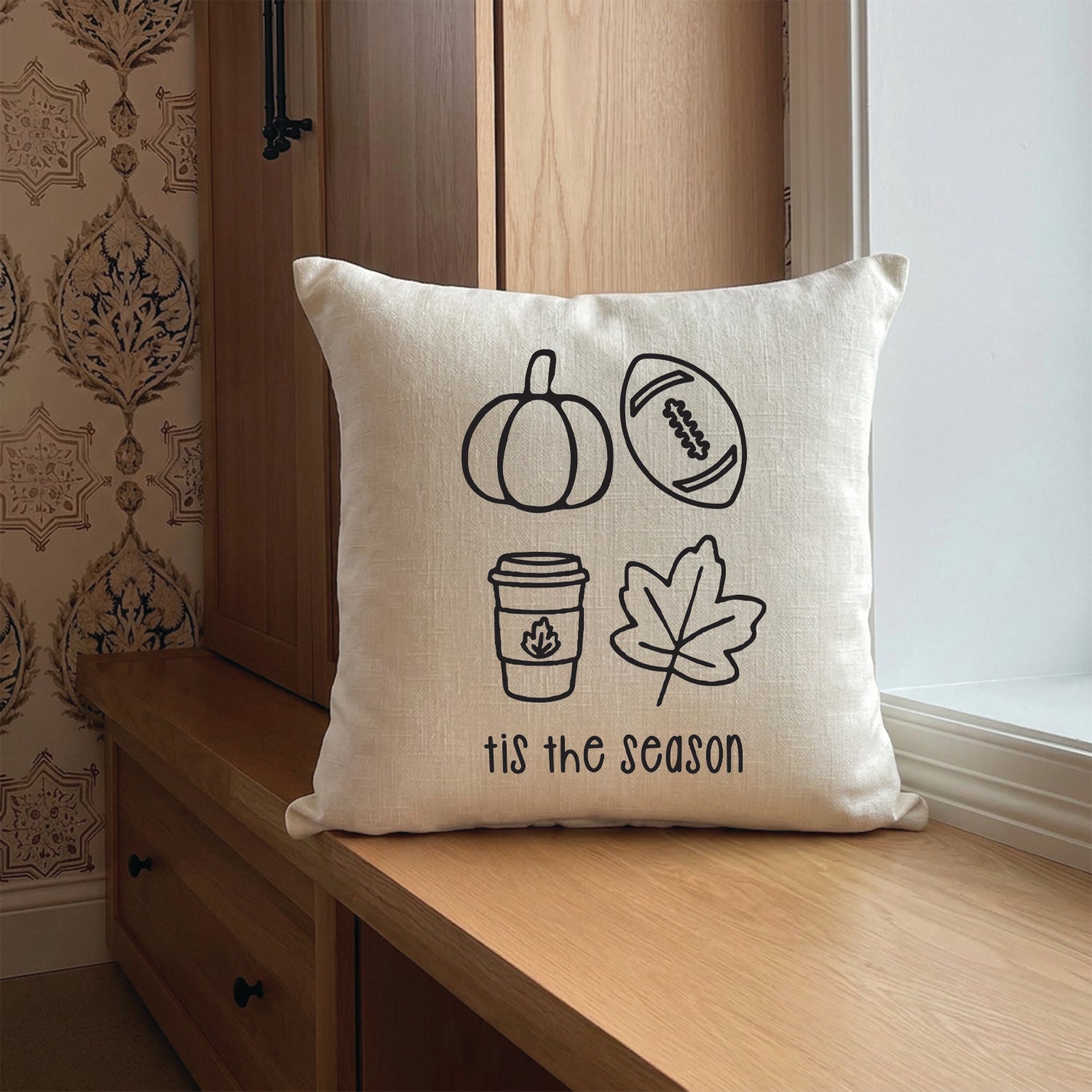 Tis the Season Fall Icons Pillow Cover