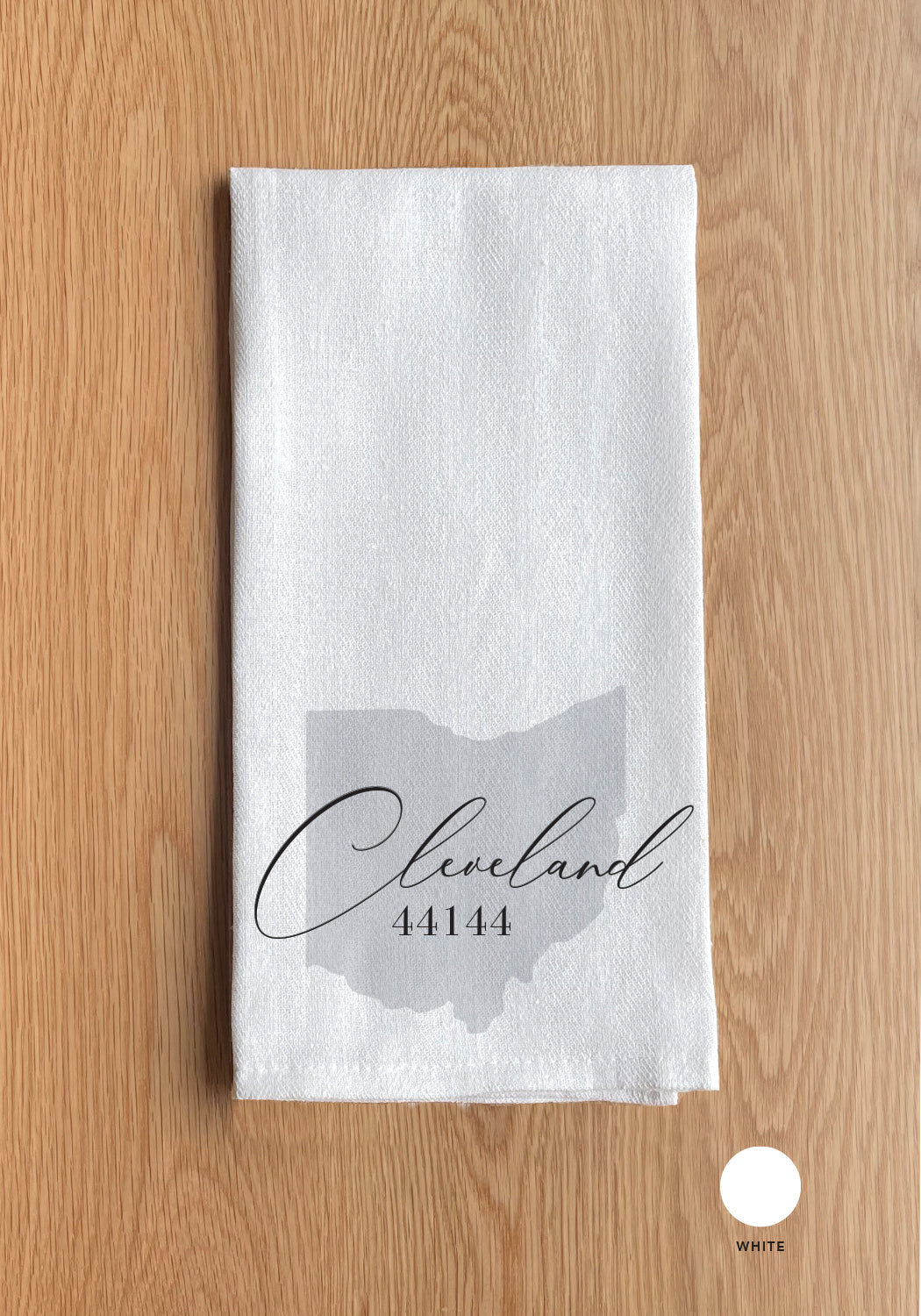Personalized State Outline with City and Zipcode Kitchen Towel