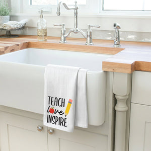 Teach Love Inspire Kitchen White Towel