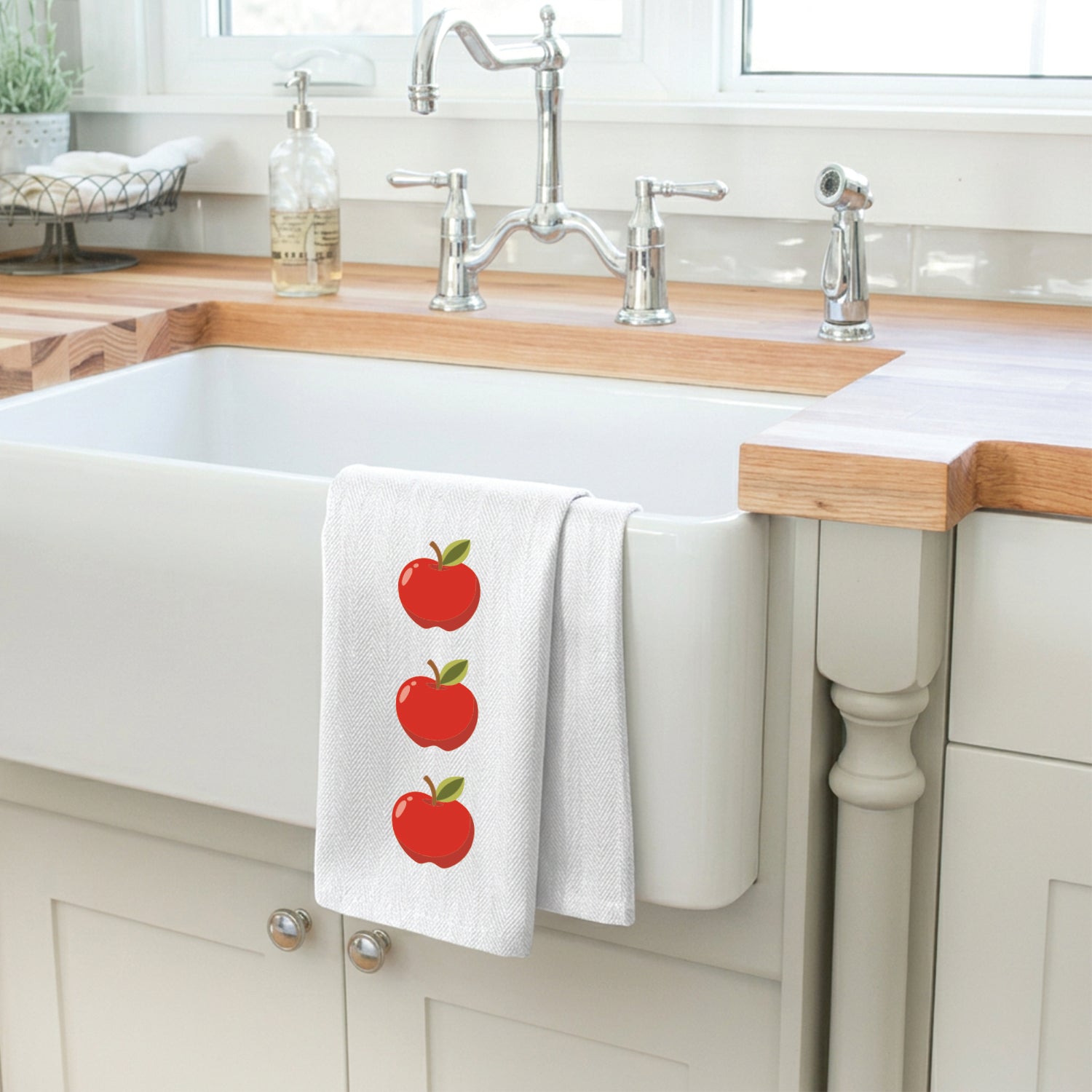 Stacked Apples White Kitchen Towel