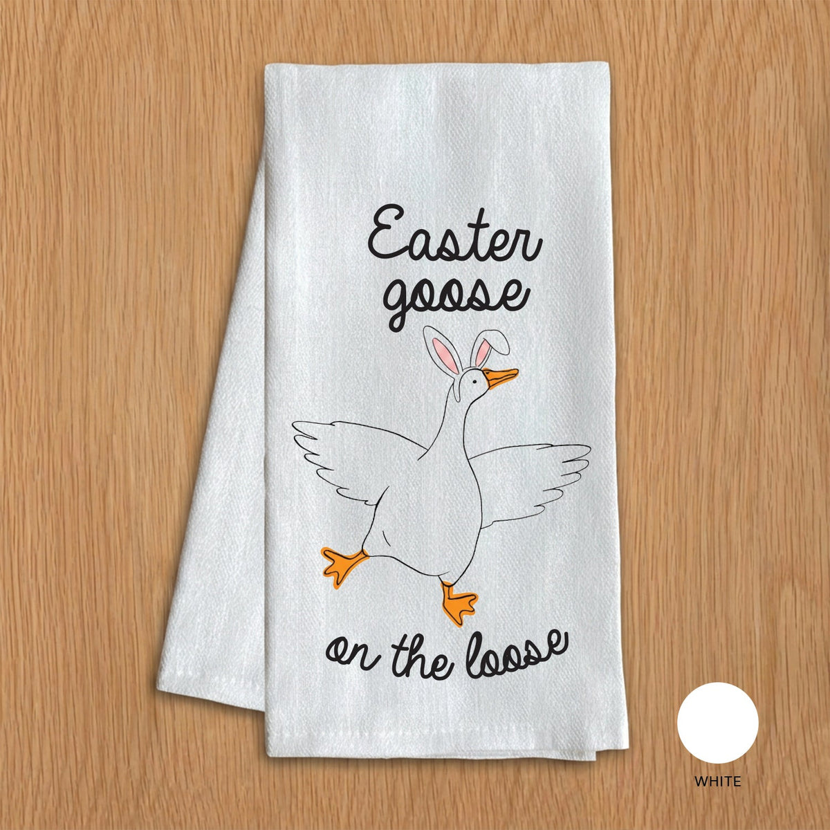 Easter Goose on the loose Porch Goose Kitchen Towel