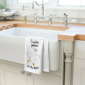 Easter Goose on the loose Porch Goose Kitchen Towel
