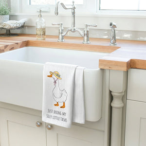 Just doing my silly little tasks Porch Goose Kitchen Towel