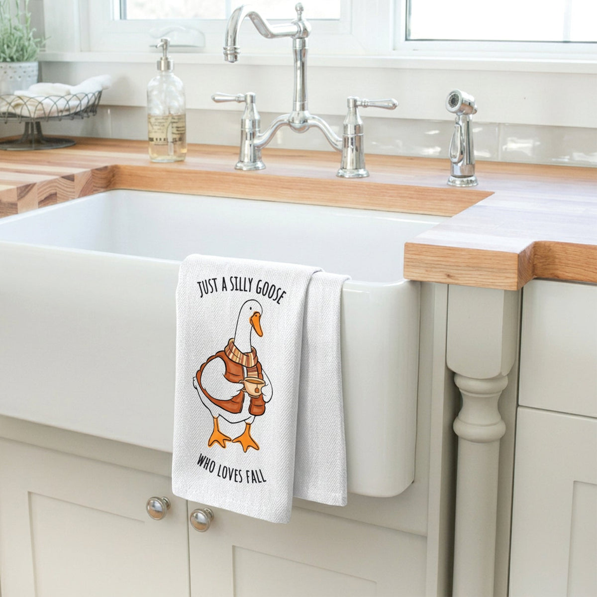 Just a Silly Goose Who Loves Fall Kitchen Towel