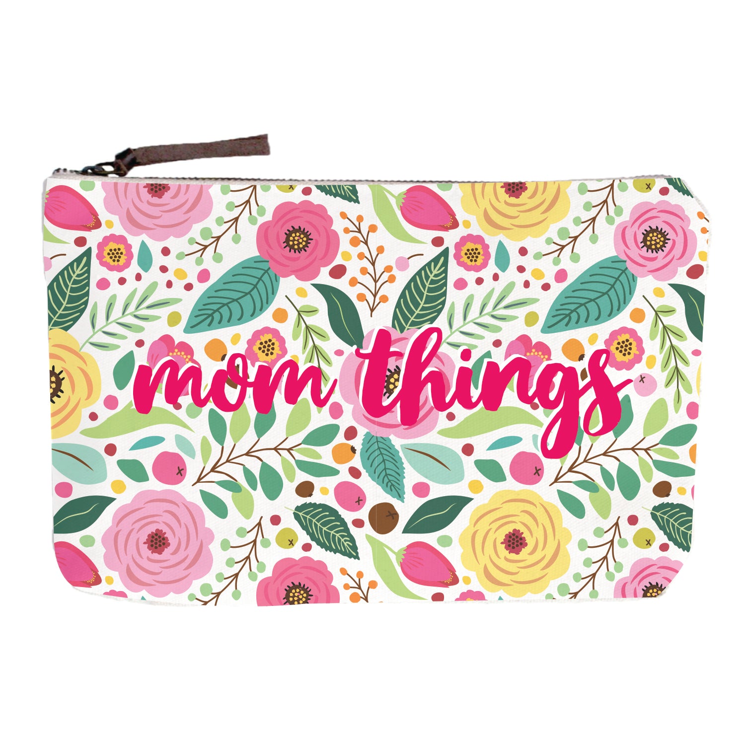 Mom Things Floral Zip Pouch
