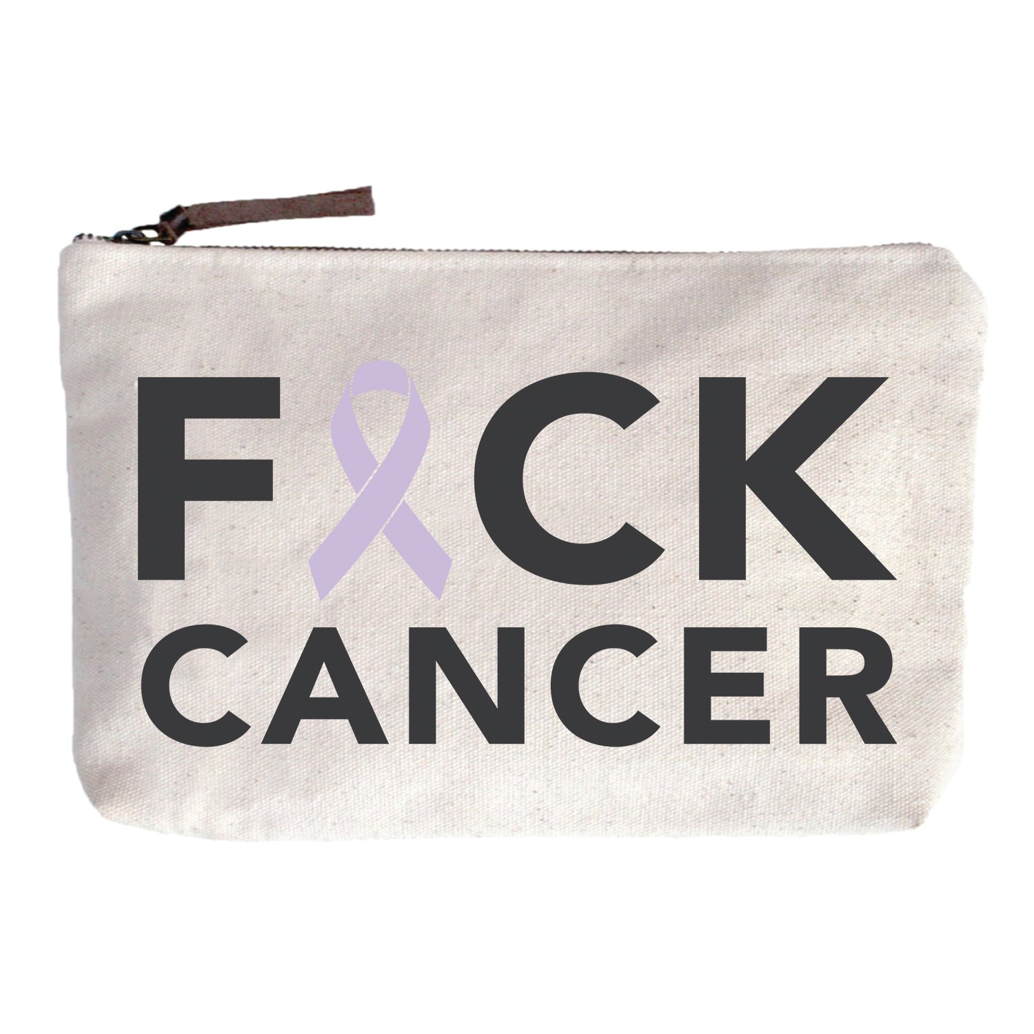 Fuck Cancer Ribbon Zip Pouch - Lavender