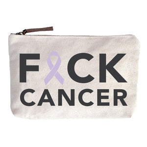 Fuck Cancer Ribbon Zip Pouch - Lavender