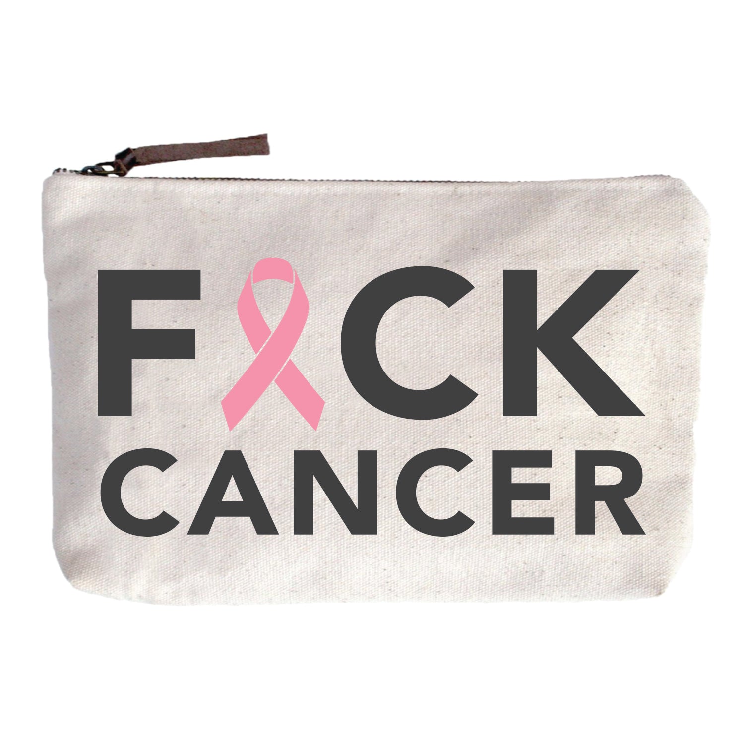 Fuck Cancer Ribbon Zip Pouch - Pink