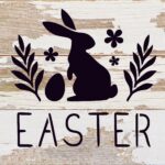 Easter with Bunny / 6x6 Reclaimed Wood Sign