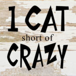 One cat short of crazy. / 6"x6" Reclaimed Wood Sign