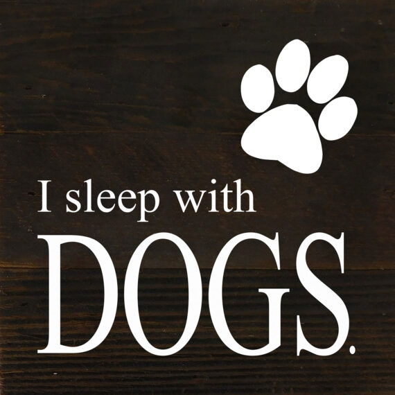 I sleep with dogs. / 6"x6" Reclaimed Wood Sign