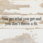 You get what you get and you don't throw a fit. / 6"x6" Reclaimed Wood Sign