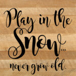 Play in the snow...never grow old. / 10"x10" Reclaimed Wood Sign