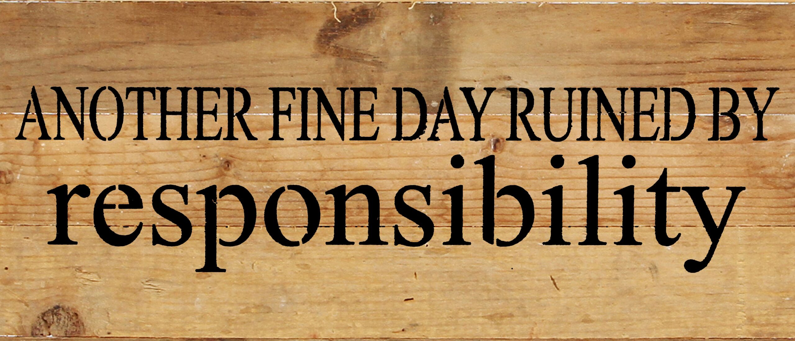 Another fine day ruined by responsibility / 14"x6" Reclaimed Wood Sign
