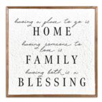 Having a place to go is home. Having someone to love is family. Having both is a blessing. / 14x14 Pulp Paper Wall Decor